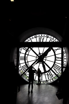 famous clock in Musee d'Orsay impressionist gallery in Paris, France