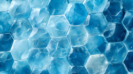 Abstract Background of Blue Hexagon Pattern
