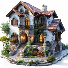 Elegant European Style House Illustration