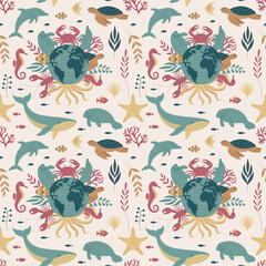 This image is a vector flat art seamless pattern.