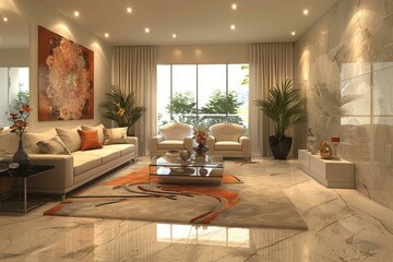 Fototapeta premium Modern Living Room Interior Design Illustration