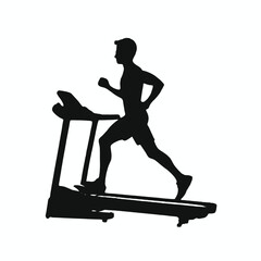 A silhouette of a person running on a treadmill 