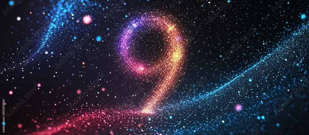 Aufkleber abstract image of a number nine in the form of a starry sky or space