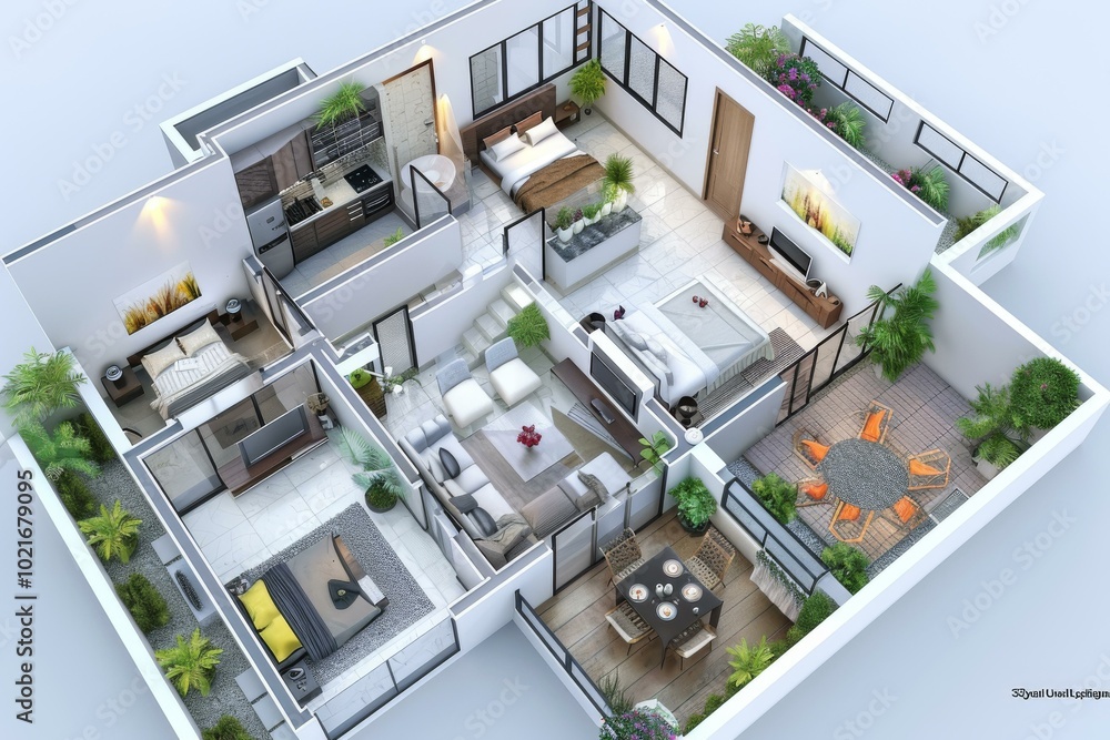 Poster Modern Apartment Floor Plan Design