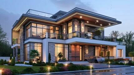Fototapeta premium Modern Luxury Mansion Exterior Design