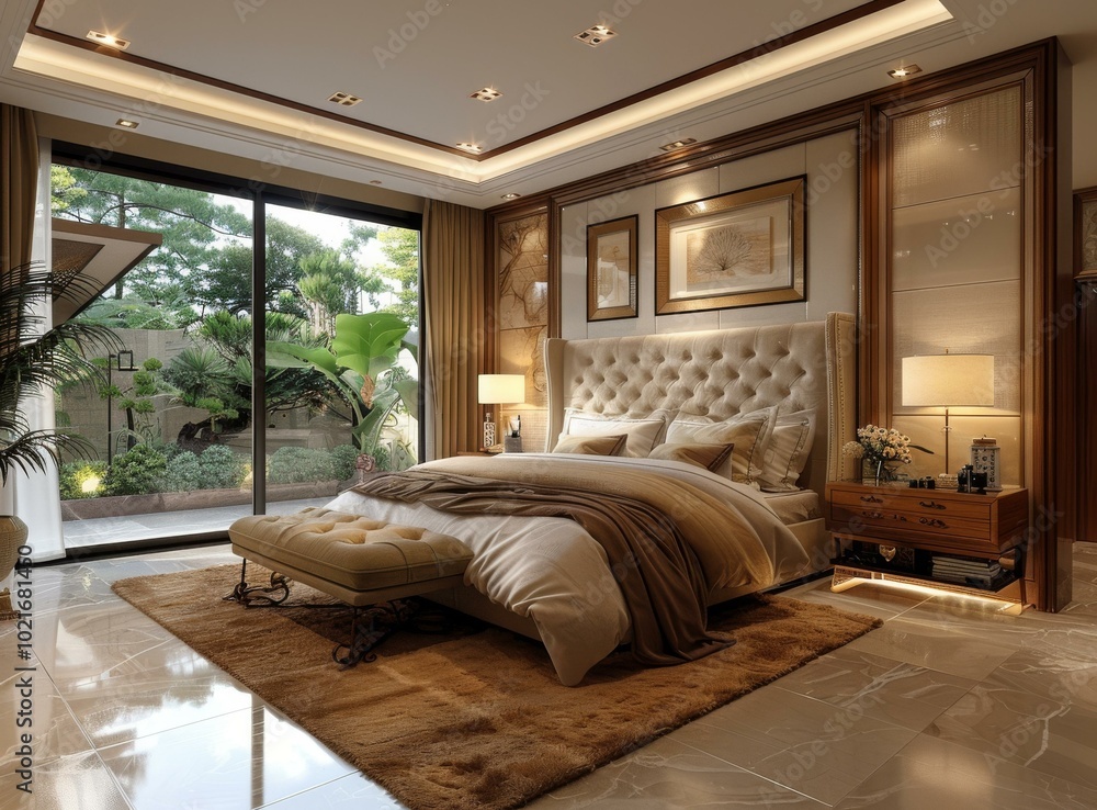 Canvas Prints Luxury Bedroom Interior Design Illustration