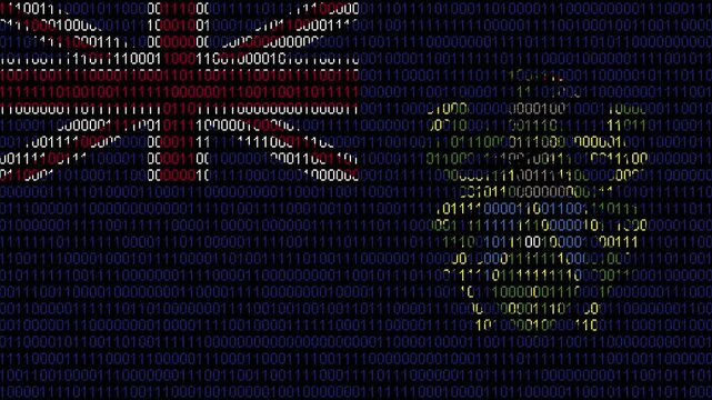Binary code on flag of Pitcairn Islands. Program source code or Hacker concept on Pitcairn Islands flag. Pitcairn Islands digital technology security, hacking or programming
