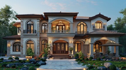 Fototapeta premium Grand Architectural Mansion Exterior Design