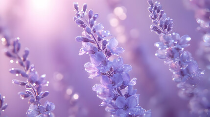 Obraz premium Purple Flower with Dew Drops - Macro Photography