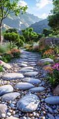 Mountain Path in a Beautiful Garden
