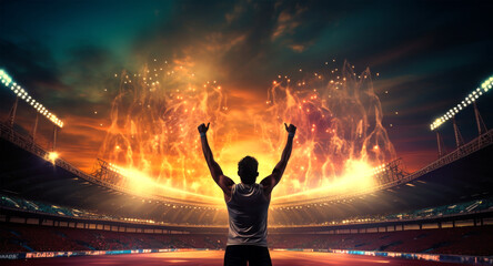 sportsman in stadium on background