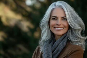 Confident Mature Woman with Beautiful Gray Hair