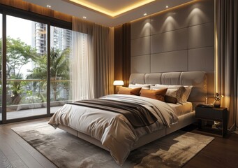 Modern Bedroom Interior Design with Large Window