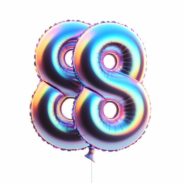 number 88 holographic balloon isolated on white background