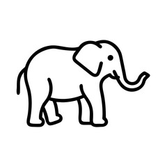 Obraz premium Simple elephant line drawing with raised trunk.