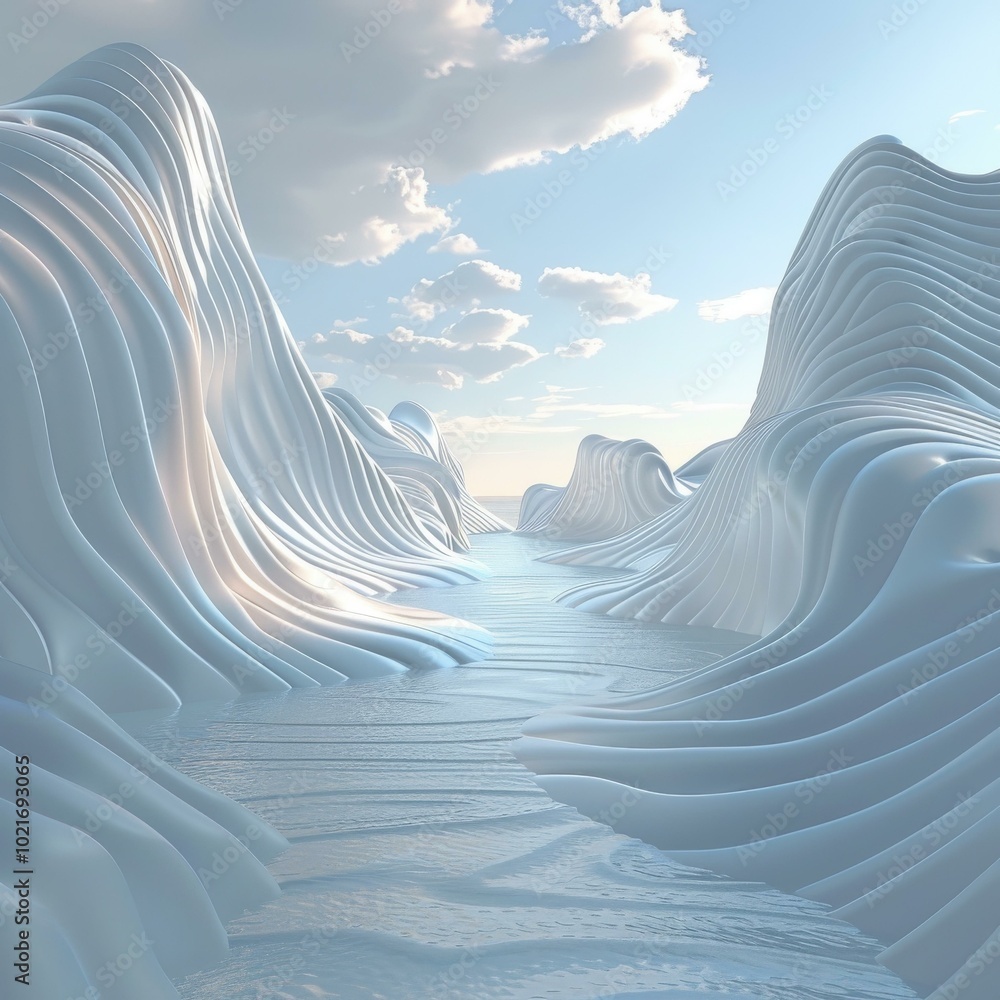 Wall mural Abstract Ice Canyon Landscape Illustration