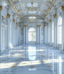 Elegant Royal Palace Hallway Illustation