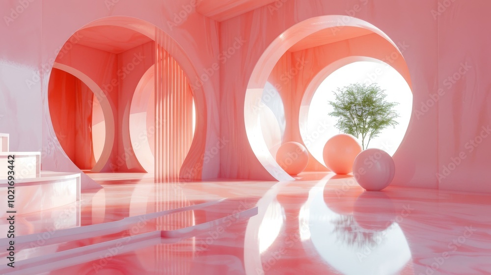 Poster Abstract Pink Architectural Interior Design