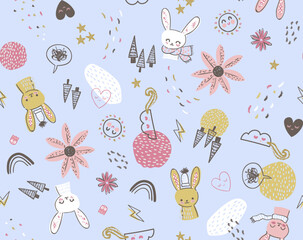 patron de dibujos animados minimalistas azul © dan