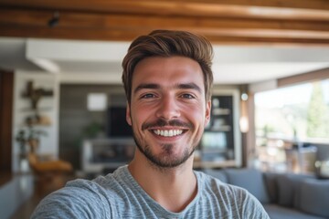Obraz premium a man with a beard smiling at the camera