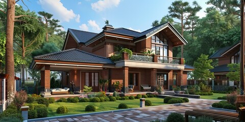 Obraz premium Luxury Countryside House Exterior Design