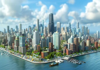 Fototapeta premium A Detailed Miniature Cityscape of Modern Architecture