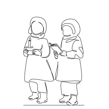recommend clip art: One continuous single drawing line art flat doodle child, christmas, person, fun, celebration, winter, music, singing, tradition, carol. Isolated image hand draw contour on a white background