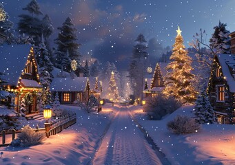 Winter Wonderland Christmas Village Scene