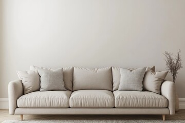 Chic Scandinavian Living Room with Gray Sofa and Minimal Decoration