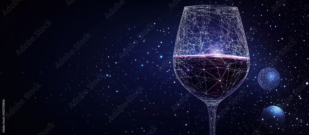 Aufkleber abstract image of a glass of wine in the form of a starry sky or space, consisting of points