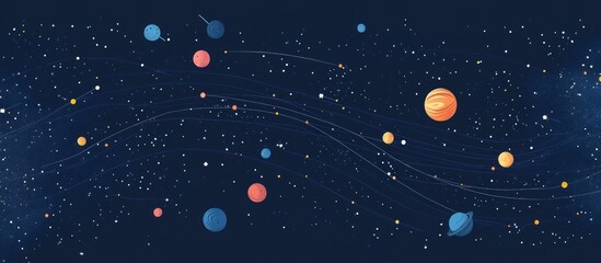 Fototapeta premium of a Flip chart with diagram of a starry sky or space, consisting of points, lines, and shapes