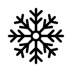 Snowflakes icon featuring a detailed black outline, showcasing intricate snowflake designs with symmetrical patterns, symbolizing winter and the holiday season, ideal for winter-themed graphics.