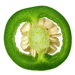 Jalapeno Pepper slice, isolated on white background, full depth of field