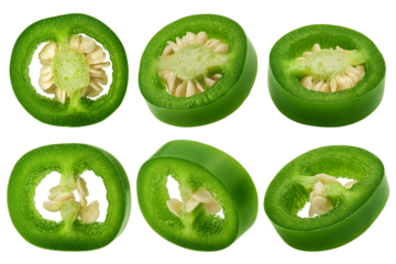 Jalapeno Pepper slice, isolated on white background, full depth of field