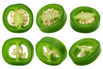 Fotobehang Chili Pepers Jalapeno Pepper slice, isolated on white background, full depth of field  © grey