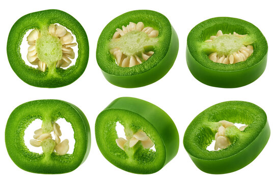 Jalapeno Pepper slice, isolated on white background, full depth of field