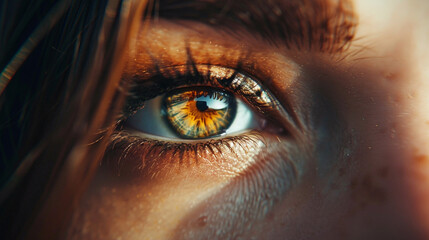 Expression and colour in a woman's green eye