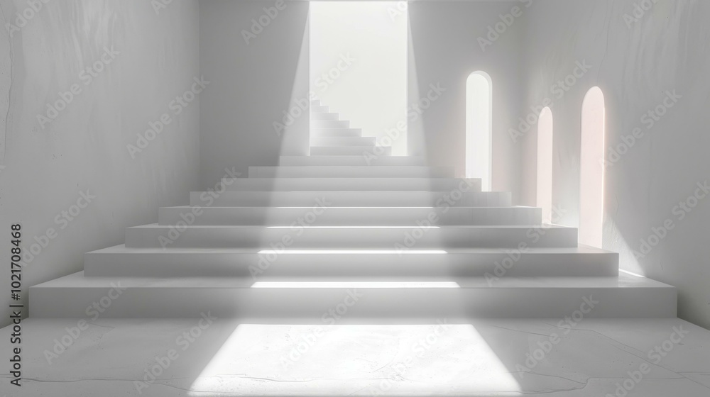 Poster White Minimalist Staircase Interior Design