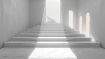 Fototapeta premium White Minimalist Staircase Interior Design