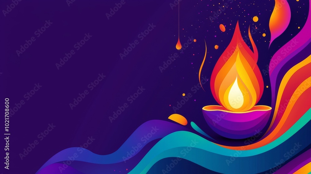 Wall mural this vibrant diwali social media banner is ideal for celebrating the festival of lights with its mod