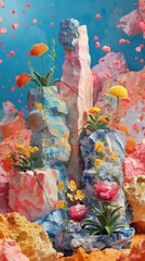 Colorful Abstract Floral Rock Garden