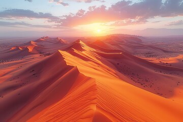 Naklejka premium Amazing red sand dunes in the middle of nowhere