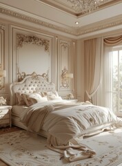 Luxury Elegant Beige Bedroom Interior Design