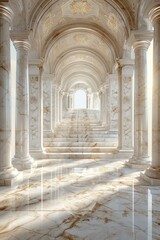 Elegant Marble Hallway with Sunlight