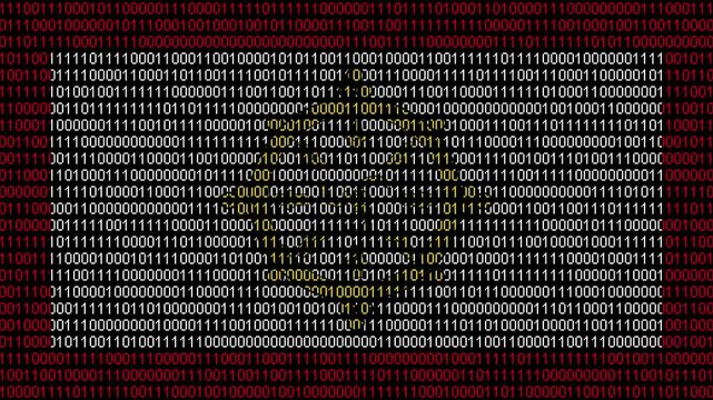 Binary code on flag of Sikkim. Program source code or Hacker concept on Sikkimese flag. Sikkim digital technology security, hacking or programming