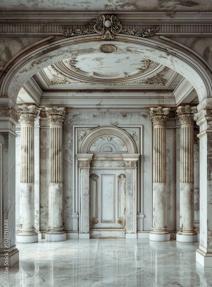 Poster Majestic Marble Hallway with Ornate Architecture