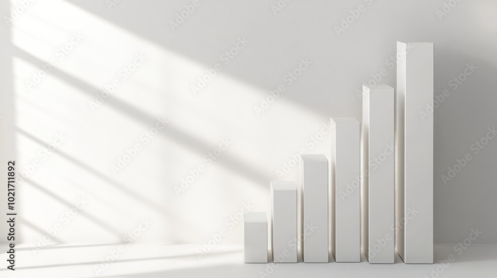 Poster a bar chart showing upward growth on a clean white background symbolizing business success generativ