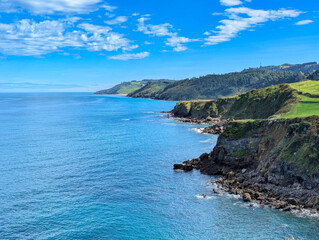Obraz premium Cliffs near La Espasa beach, Colunga municipality, Asturias, Spain