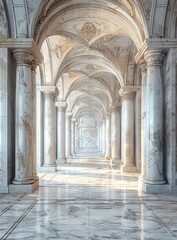 Fototapeta premium Elegant Ancient Marble Colonnade Corridor