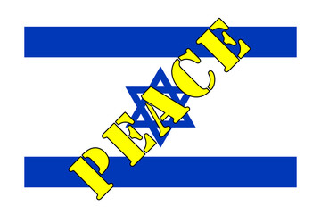 state of Israel, Israeli flag with the Star of David and the word peace, represent the hope of the truce of wars. graphic illustration useful for school, events, web, articles, background, press news.